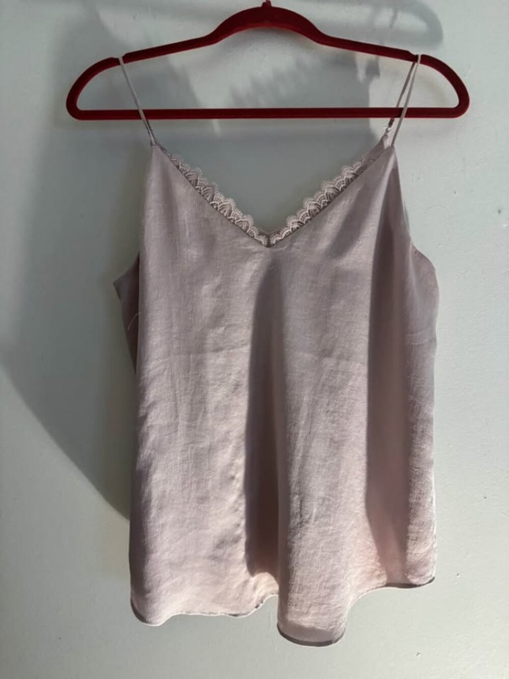 Womens Express Elegant Pink Lace Trim Cami Top Size S